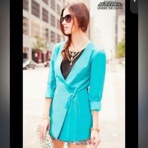 Serious Buyer Only! Francesca’s Project Runaway Turquoise Blue Jacket Blazer